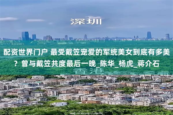配资世界门户 最受戴笠宠爱的军统美女到底有多美？曾与戴笠共度最后一晚_陈华_杨虎_蒋介石