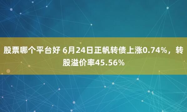股票哪个平台好 6月24日正帆转债上涨0.74%，转股溢价率45.56%