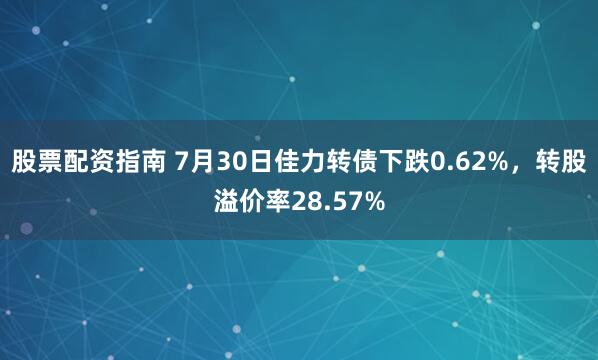 股票配资指南 7月30日佳力转债下跌0.62%，转股溢价率28.57%
