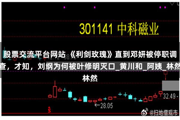 股票交流平台网站 《利剑玫瑰》直到邓妍被停职调查，才知，刘纲为何被叶修明灭口_黄川和_阿姨_林然